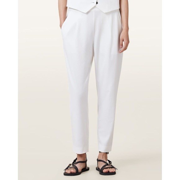 All Saints Pants - All Saints Aleida Lightweight White Pleated Trousers Tri Pants Size 0 $169